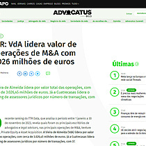 TTR: VdA lidera valor de operaes de M&A com 3.026 milhes de euros